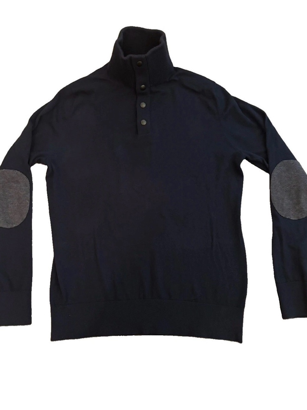Banana Republic Men's 1/4 Snap Navy Blue Long Sleeve Knit Pullover